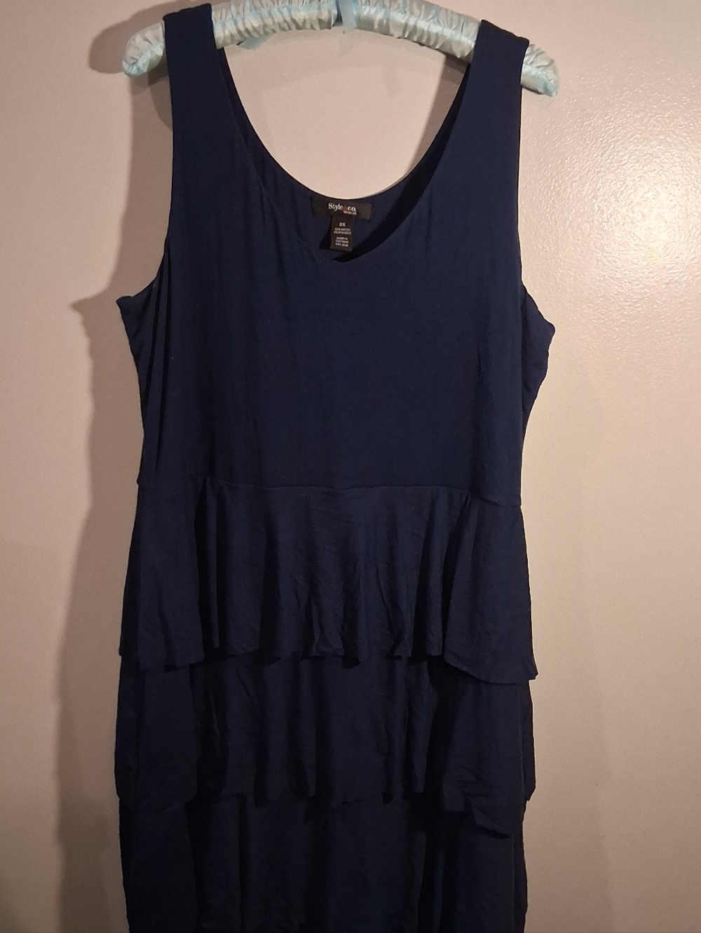 Style & Co. Navy Tiered Ruffle Tank Dress